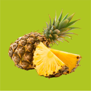 Ananas met schijf op groene achtergrond