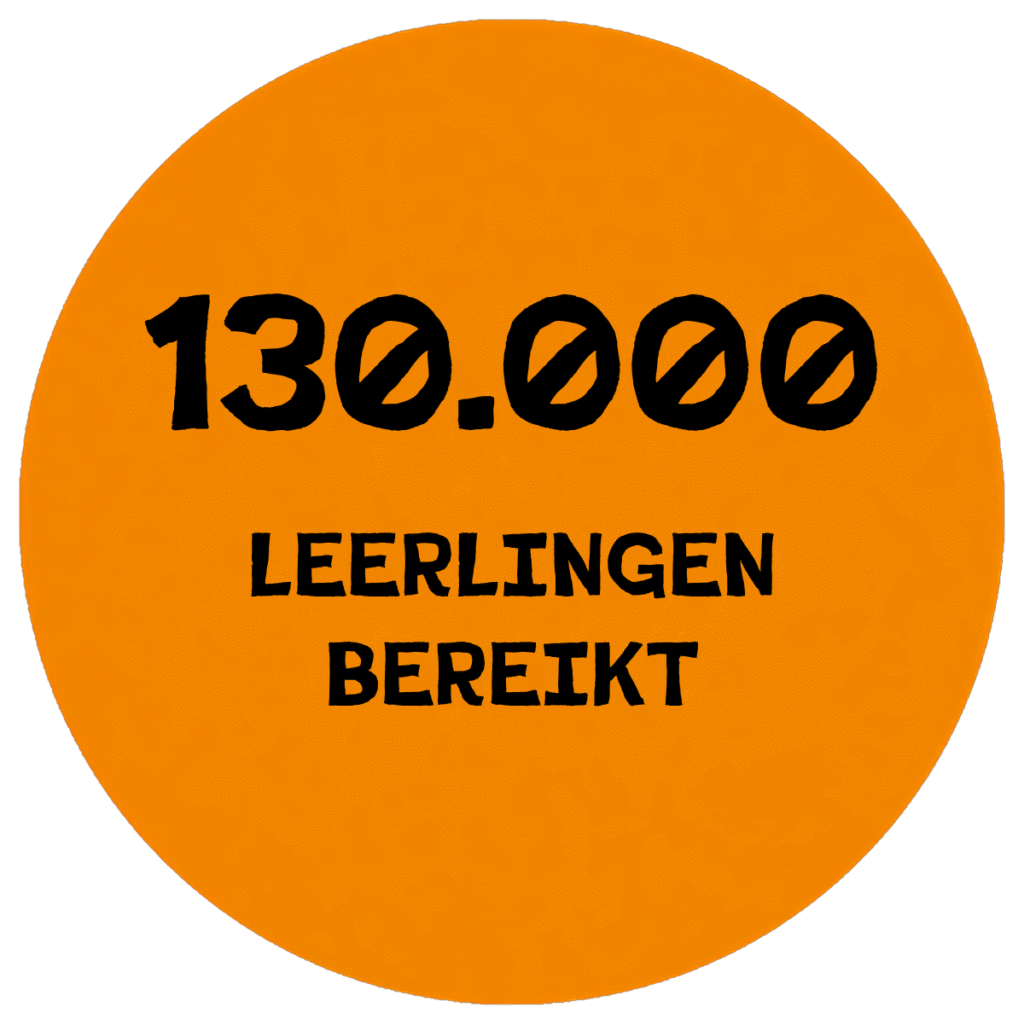 Oranje cirkel met 78.500 bereikte leerlingen