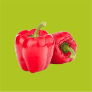 Twee rode paprika's op groene achtergrond